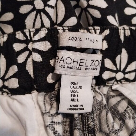 Rachel Zoe‎ Women's Belted Floral Printed  Linen Wide-Leg Trouser Pants Size L - Picture 5 of 6